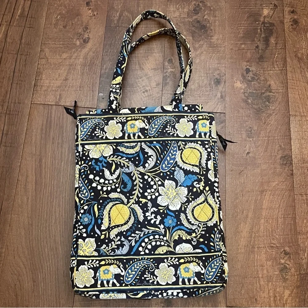 Vera bradley ellie blue yellow black laptop bag handles padded retired